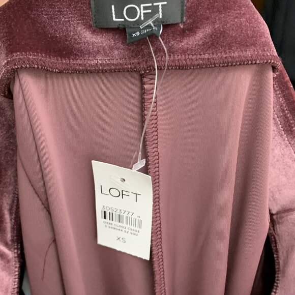 Loft Size XS Pants Velour Pink Purple Pockets Tapered Slim Leg NEW - Picture 3 of 4